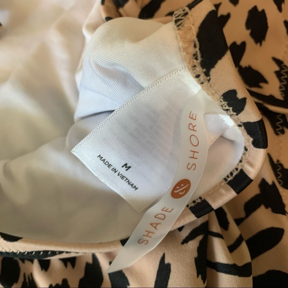 NWT New SHADE & SHORE Leopard Animal Print Monokini Swimsuit Tan Brown M 8 10 - Picture 9 of 9
